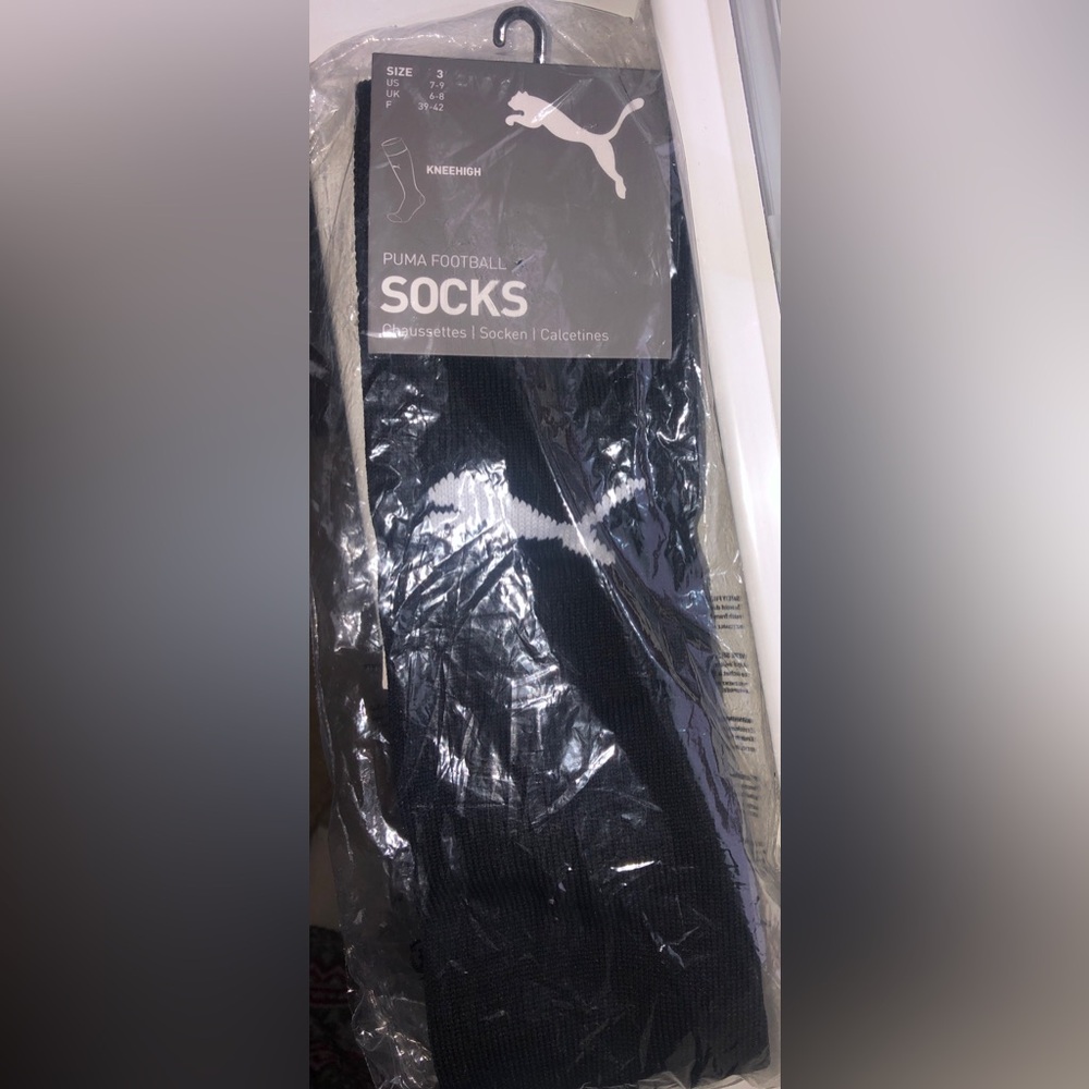 Puma Black Knee-High Football/Soccer Athletic Socks